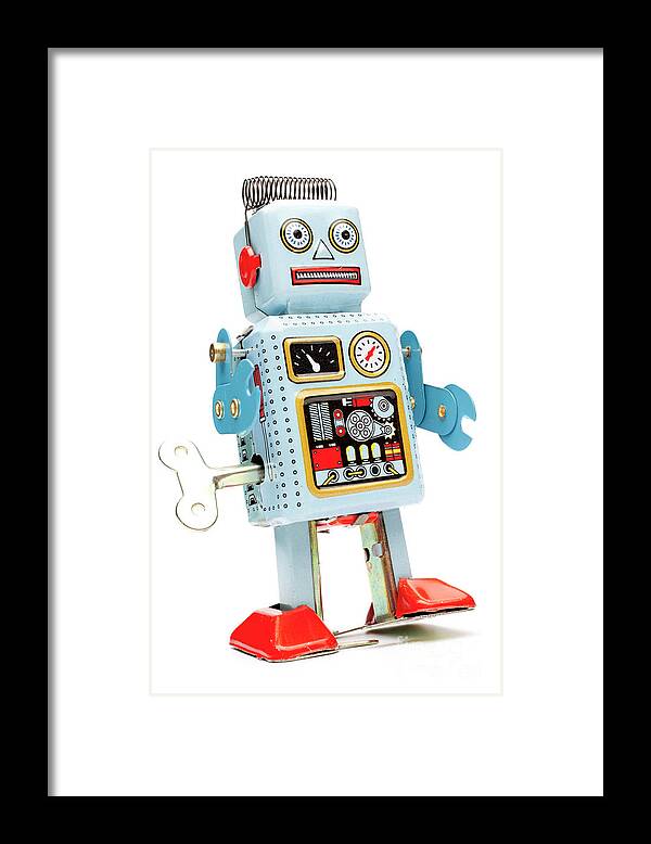 1950-1959 Framed Print featuring the photograph Retro Tin Toy Robot by Thomasvogel