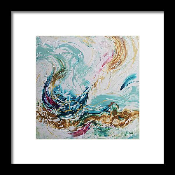 Abstract Framed Print featuring the painting Rhythmic Waves by Jyotika Shroff