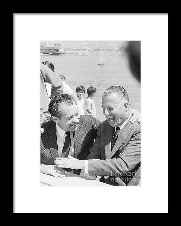 Event Framed Print featuring the photograph Richard Nixon Laughing With Spiro Agnew by Bettmann