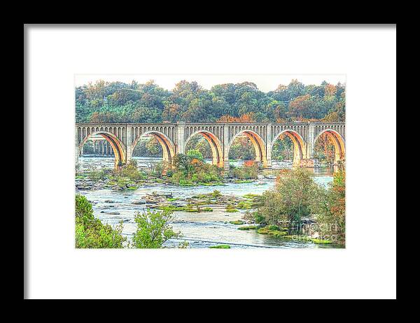 Csx Framed Print featuring the photograph Richmond VA Virginia - CSX Railway Bridge Over James River by Dave Lynch