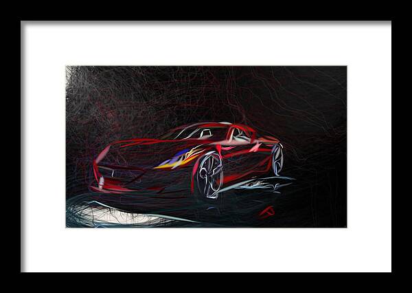 Rimac_one Framed Print featuring the digital art Rimac_One Draw by CarsToon Concept