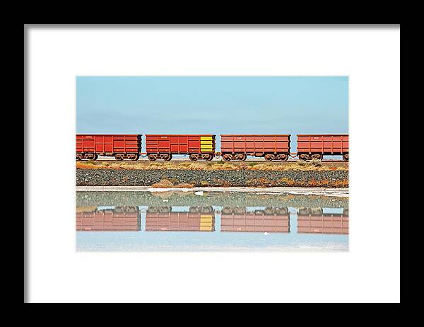 Mineral Framed Print featuring the photograph Rio Tinto , Salt Production,port by John W Banagan