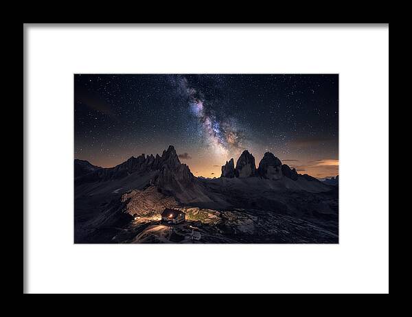 Night Framed Print featuring the photograph Rising Over Tre Cime by Carlos F. Turienzo
