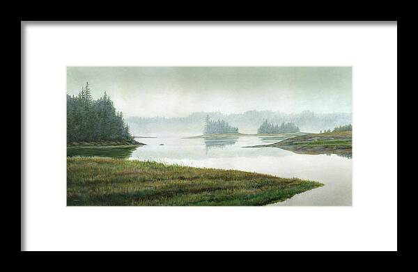 River In The Rain Framed Print featuring the painting River In The Rain by John Morrow