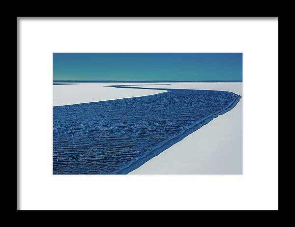 Blue Framed Print featuring the photograph River On The Lake by Mark Goodman