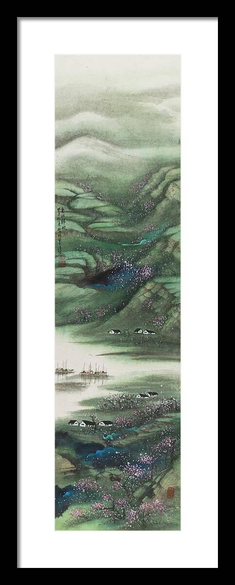 Chinese Watercolor Framed Print featuring the painting The Four Seasons Version 2 - Spring by Jenny Sanders