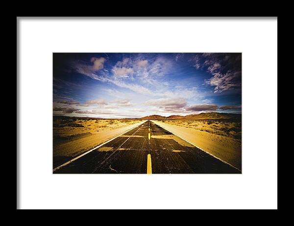 Scenics Framed Print featuring the photograph Road On Desert by Wsfurlan