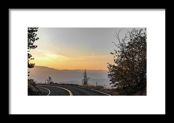 Road Framed Print featuring the photograph Road Through Yosemite National Park Early Morning by Alex Grichenko