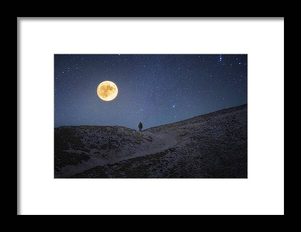 Moon Framed Print featuring the photograph Road To The Moon by Marco Bruna