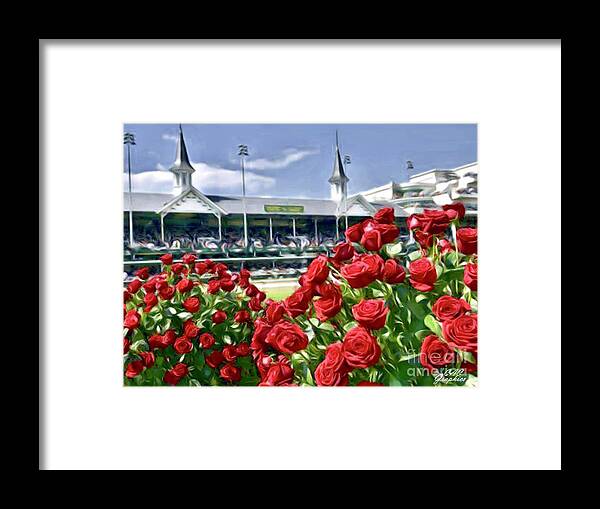 Kentucky Derby Framed Print featuring the digital art Road to the Roses by CAC Graphics
