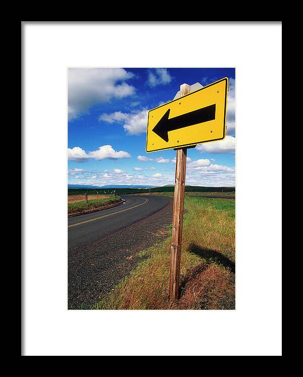 Curve Framed Print featuring the photograph Road Trip Direction Sign by Wesley Hitt