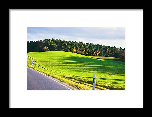 Scenics Framed Print featuring the photograph Roadside And Green Pasture Bavaria by Julia Goss