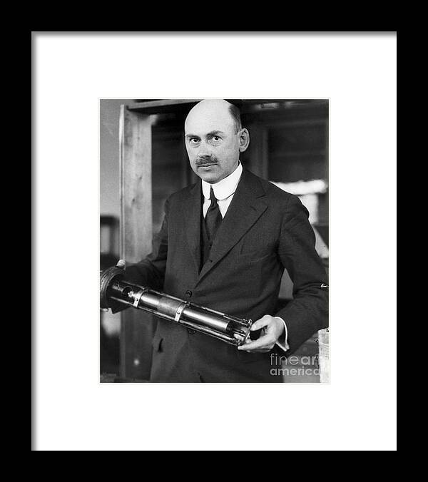People Framed Print featuring the photograph Robert H. Goddard With First Rocket by Bettmann