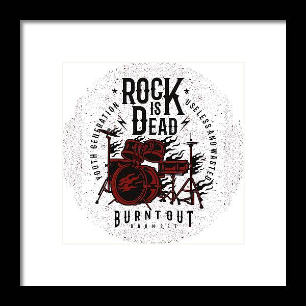 Drums Framed Print featuring the digital art Rock is Dead Drums by Long Shot