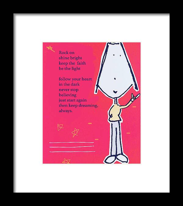  Framed Print featuring the drawing Rock on kids poem by Ashley Rice