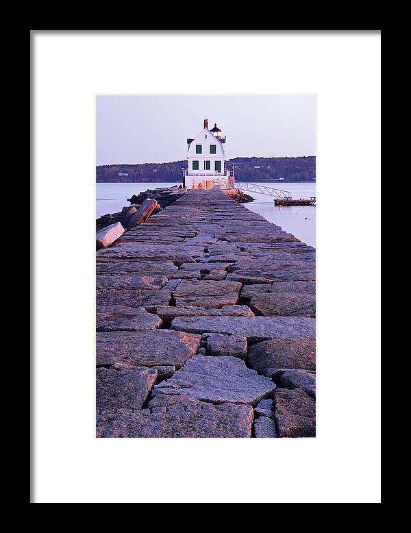 Water's Edge Framed Print featuring the photograph Rockland Breakwater Lighthouse by S. Greg Panosian