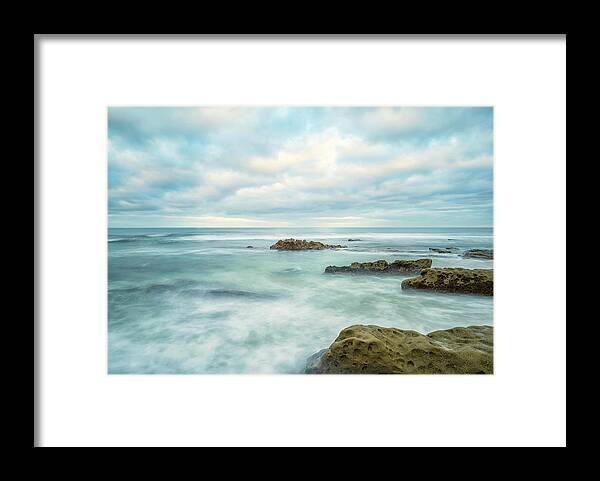 Rocks At Sea Framed Print featuring the photograph Rocks At Sea by Joseph S Giacalone