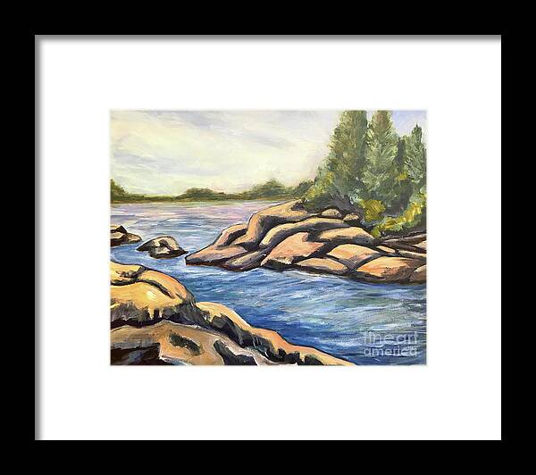 Painting Framed Print featuring the painting Rocky Shores by Christine Chin-Fook
