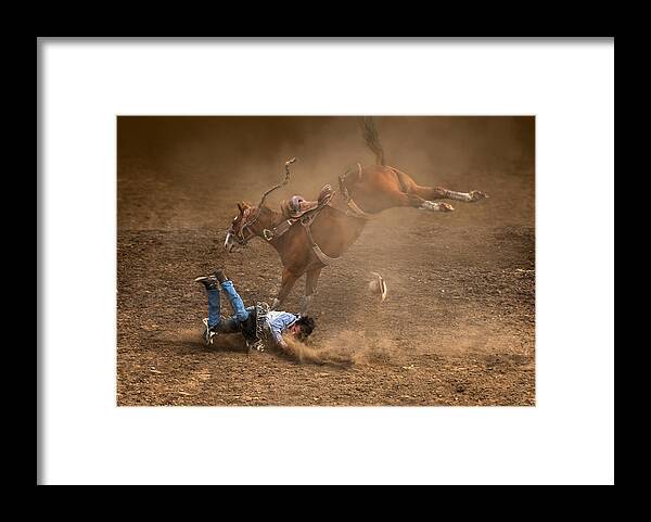 Rodeo Horse Riding Mood Framed Print featuring the photograph Rodeo 2022 #6 by Little7