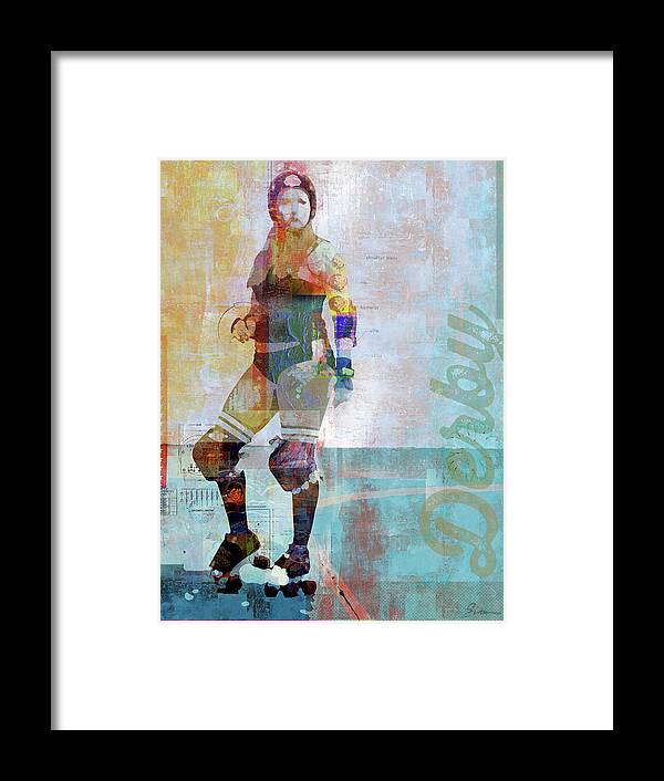 Roller Derby Framed Print featuring the mixed media Roller Derby by Greg Simanson