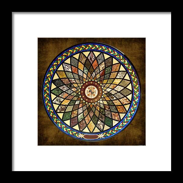 Mosaic Framed Print featuring the photograph Roman Marble Mosaic Table by Weston Westmoreland