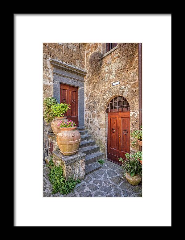 Courtyard Framed Print featuring the photograph Romantic Courtyard Of Tuscany by David Letts