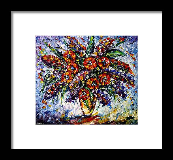 Wild Flower Painting Framed Print featuring the painting Romantic Moment by Mirek Kuzniar