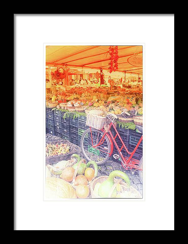 Red Bike Framed Print featuring the photograph Rome 4 by Becqi Sherman