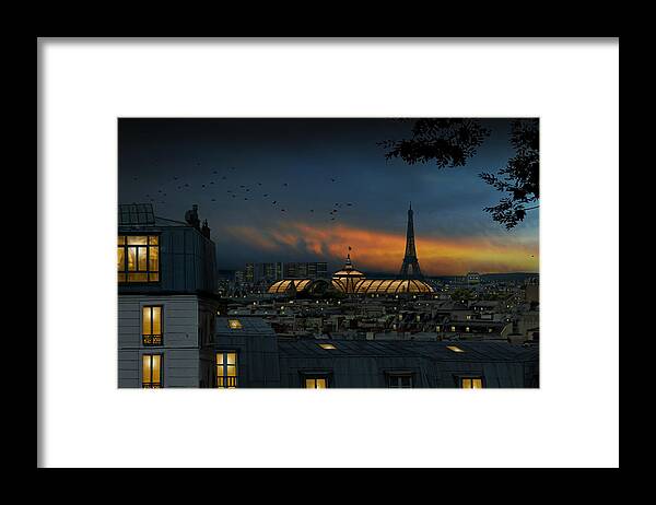 Paris Framed Print featuring the photograph Roofs Of Paris At Blue Hour by Pierre Bacus