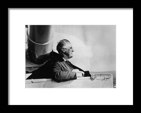 People Framed Print featuring the photograph Roosevelt At Sea by Keystone