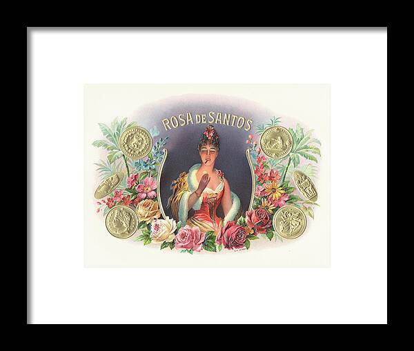 ?rosa De Santos?
Women Lighting Her Cigarette Surrounded By Roses Framed Print featuring the painting Rosa De Santos by Art Of The Cigar