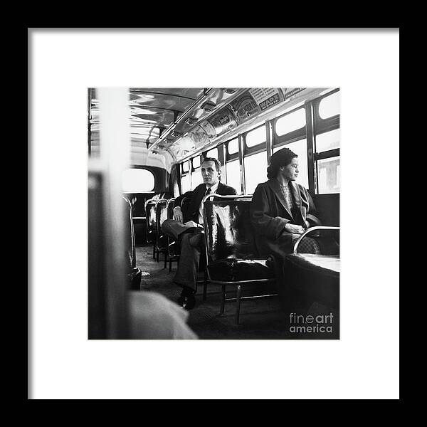 Mature Adult Framed Print featuring the photograph Rosa Parks Riding The Bus by Bettmann