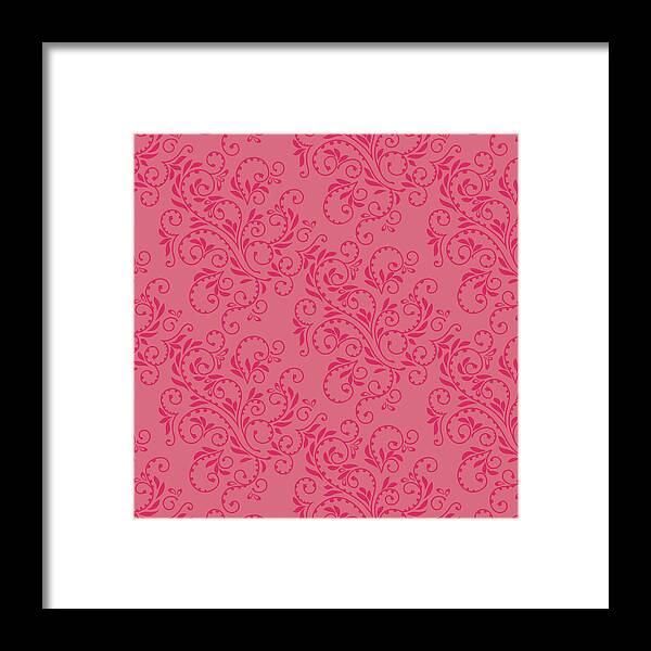 Floral Framed Print featuring the digital art Rose Fern pattern by Garden Gate magazine