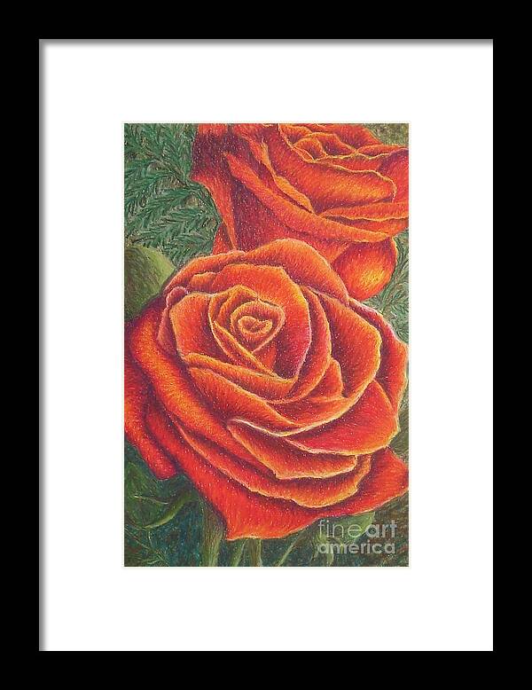 Roses Framed Print featuring the painting Roses by Lisa Bliss Rush