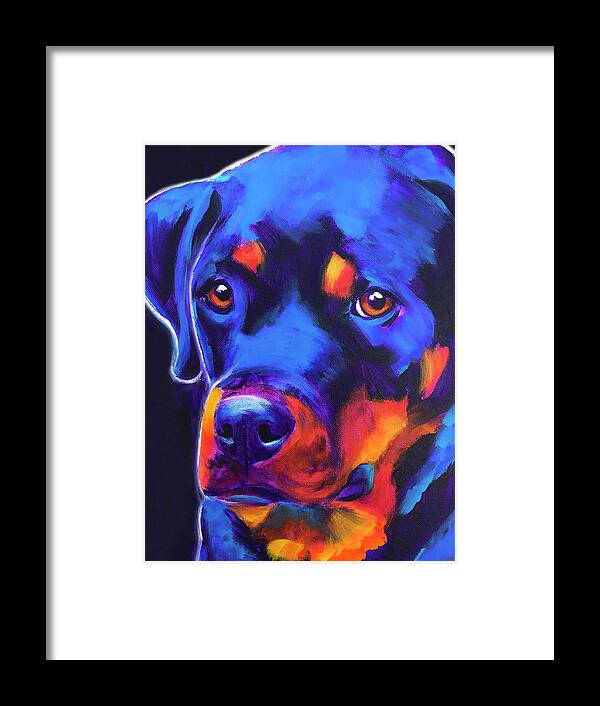 Rottie - Dexter Framed Print featuring the painting Rottie - Dexter by Dawgart