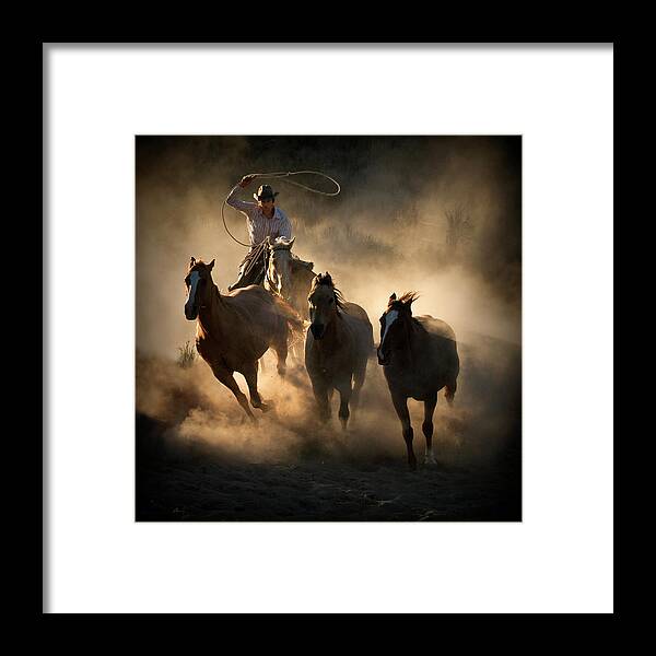 Cowboy Framed Print featuring the photograph Roundup by Stephen Rostler