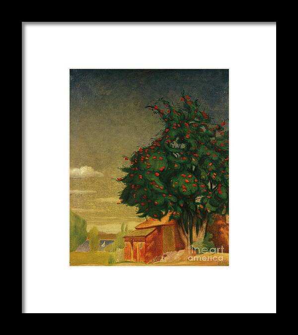 Harald Sohlberg Framed Print featuring the painting Rowan tree, 1918 by Harald Sohlberg by O Vaering