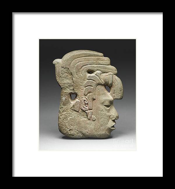 Maya Framed Print featuring the photograph Royal Profile, Mayan, Sandstone And Pigment by Mayan