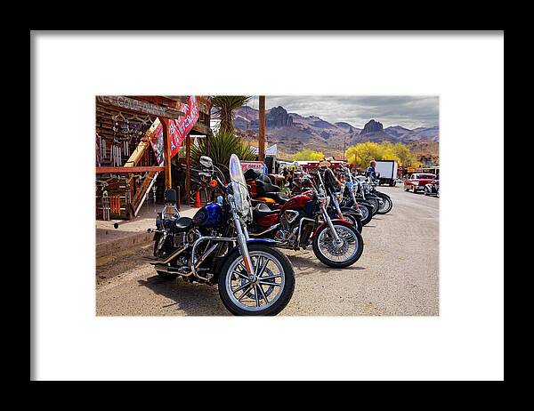 Rt 66 Fun Run Oatman Motorcycles 4-16 8377 Framed Print featuring the photograph Rt 66 Fun Run Oatman Motorcycles 4-16 8377 by Mike Jones Photo