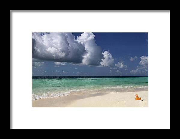 Archipelago Framed Print featuring the photograph Rubber Duckie On The Beach by C. Quandt Photography