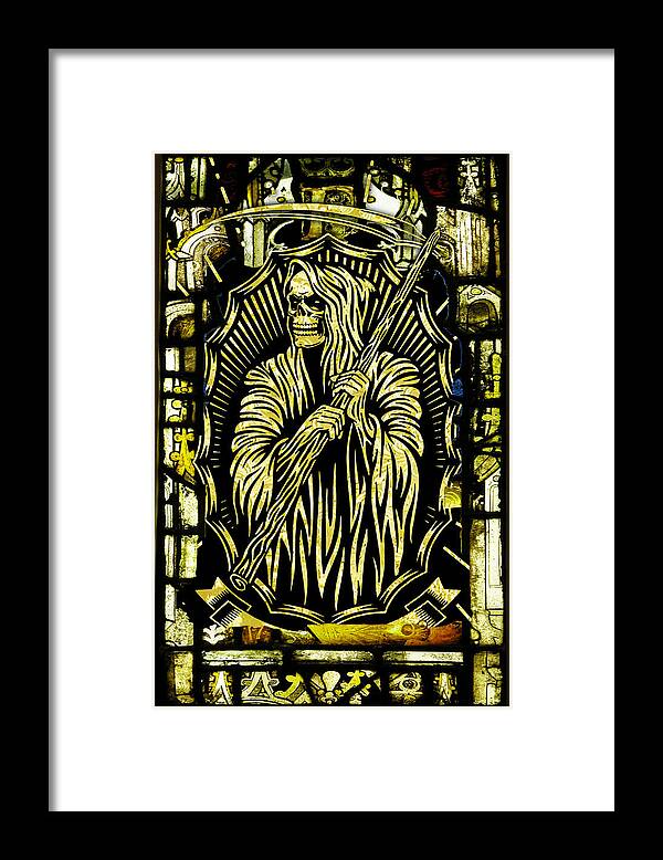 Sign Framed Print featuring the painting Rubino Vintage Skull Garden Rise Death Dead by Tony Rubino