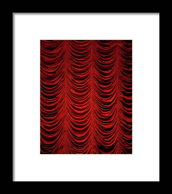 Full Frame Framed Print featuring the photograph Ruffled Red Curtain by Frank Rothe