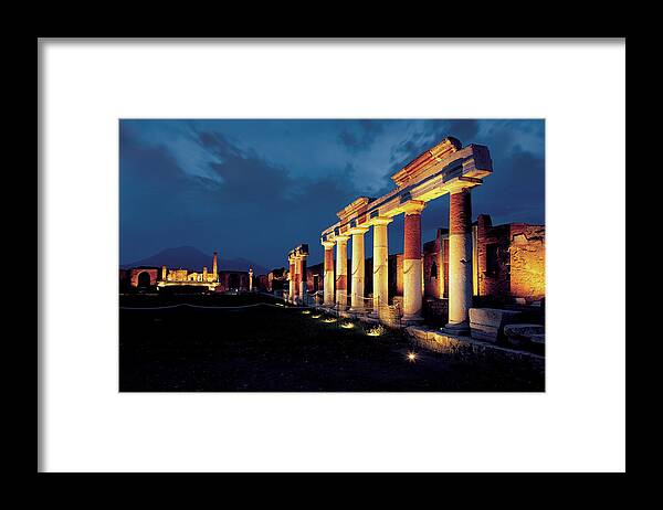 Pompeii Framed Print featuring the photograph Ruins Of An Ancient Pompeii Temple Are by Eric Vandeville