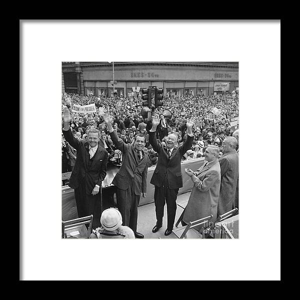 People Framed Print featuring the photograph Running Mates And Dwight Eisenhower by Bettmann