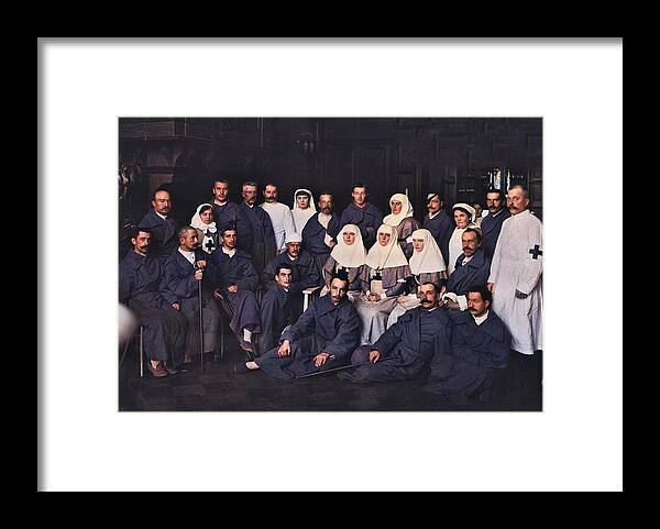 Colorized Framed Print featuring the painting Russian Emperial Hospital 1880s 3 colorized by Ahmet Asar by Celestial Images