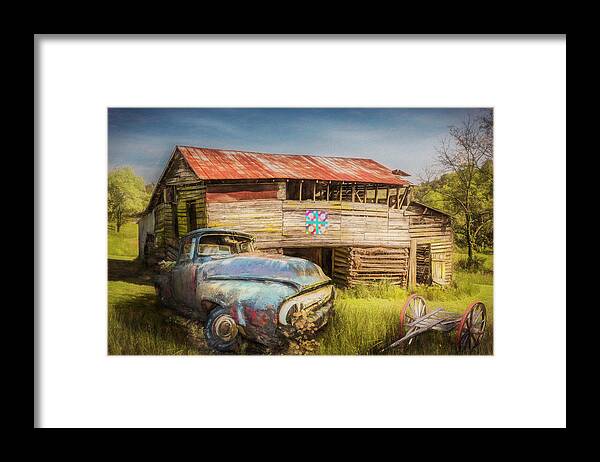 Barns Framed Print featuring the photograph Rust along a Country Road Oil Painting by Debra and Dave Vanderlaan