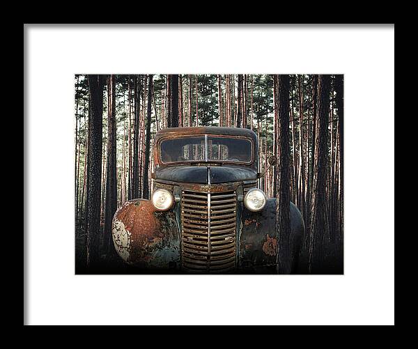Rusted Chevrolet Framed Print featuring the mixed media Rusted Chevrolet by Lori Hutchison
