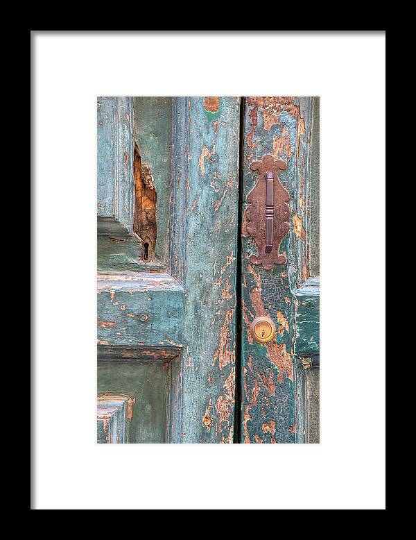 Cortona Framed Print featuring the photograph Rustic Green Door of Cortona by David Letts
