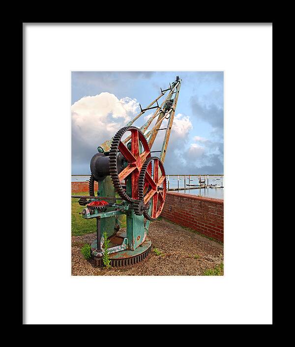 Abandoned Framed Print featuring the photograph Rusty Boat Winch Burnham On Crouch Harbour by Gill Billington