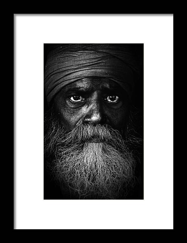 #portrait 
#street Portrait Framed Print featuring the photograph Sadhu In A Transit Camp by Jayatu Chandra Das